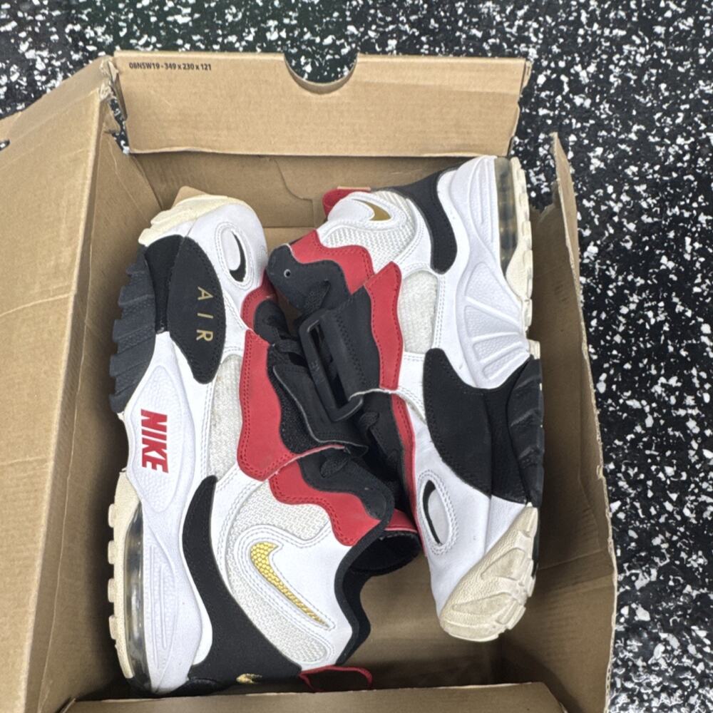 Nike Air White Black Red Gold Men's Low Top Running Sneakers Cushioned